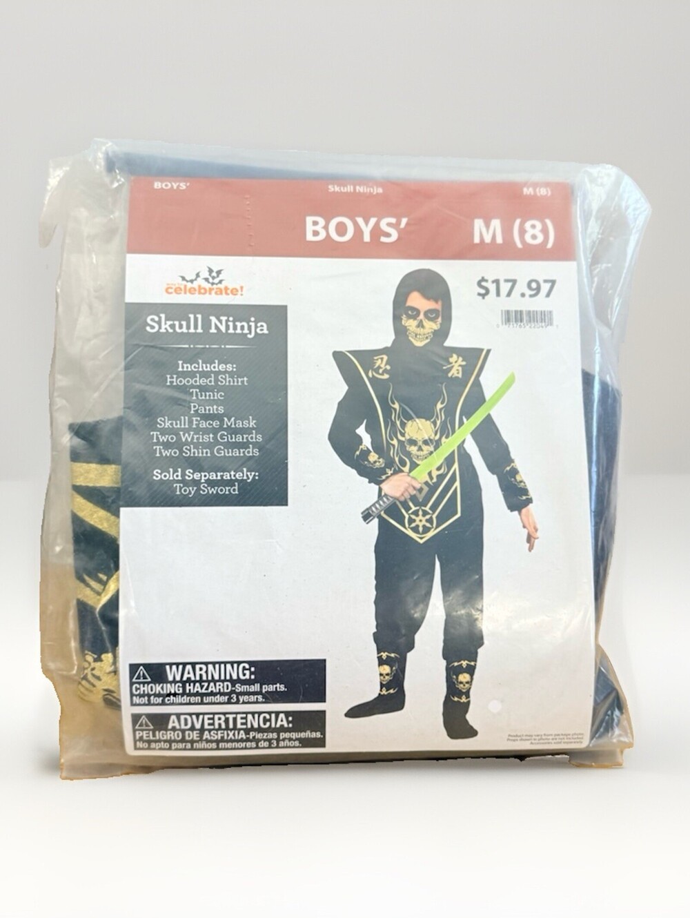Halloween Costume Boys Skull Ninja  M(8) New